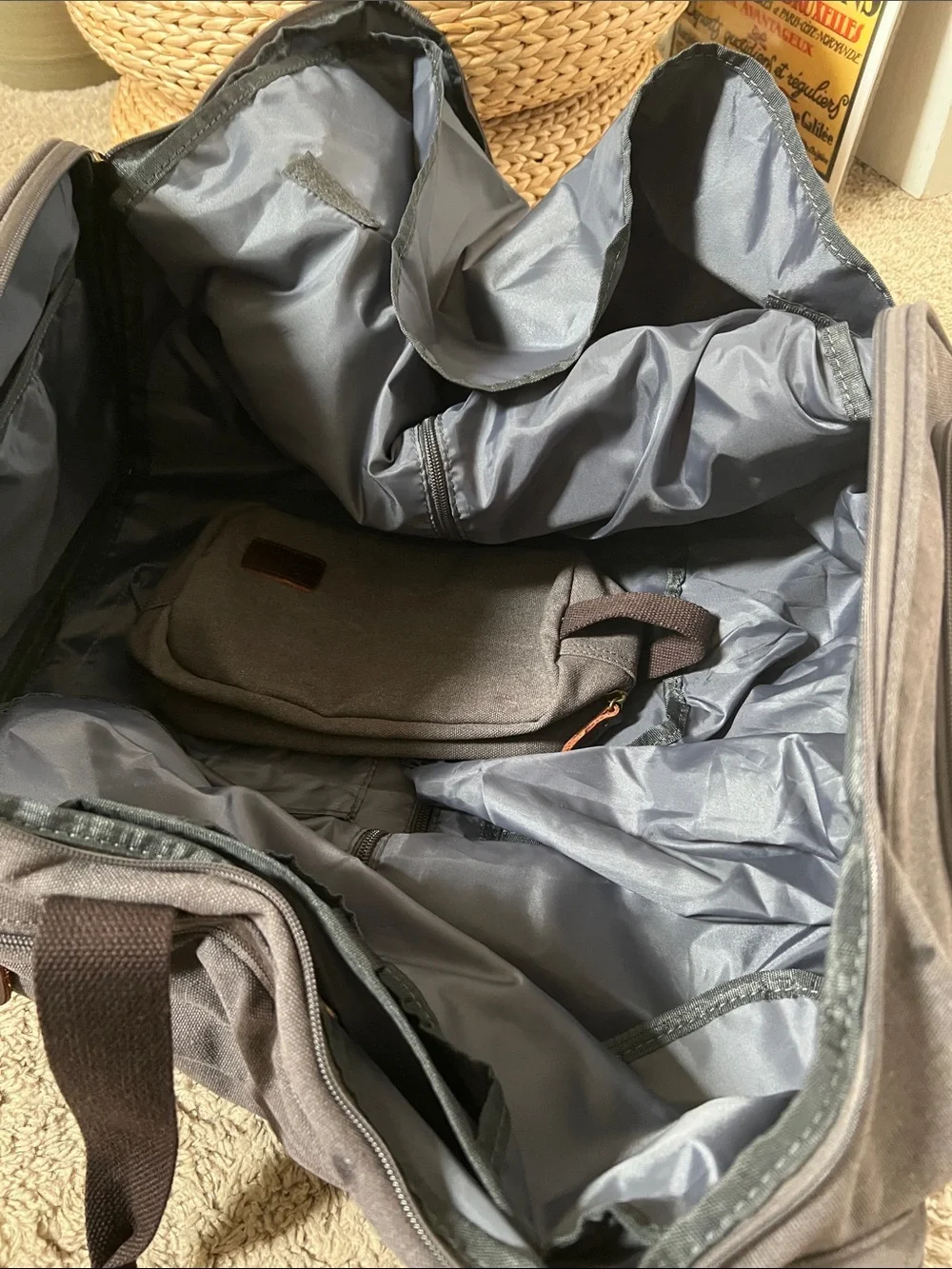 Gray Canvas Weekender Duffel Bag - Unbranded